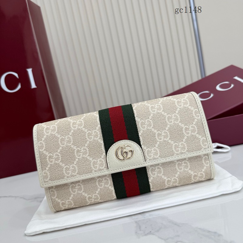 Gucci專櫃2026新款長款織帶錢包 古馳Ophidia系列女士翻蓋零錢袋 838485  gc1148