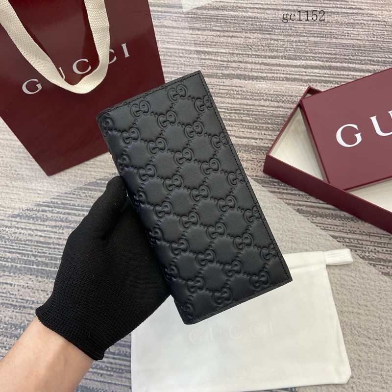 Gucci專櫃男女雙G經典印花全皮錢夾 古馳Emblem系列長款對折錢包 850178 gc1152
