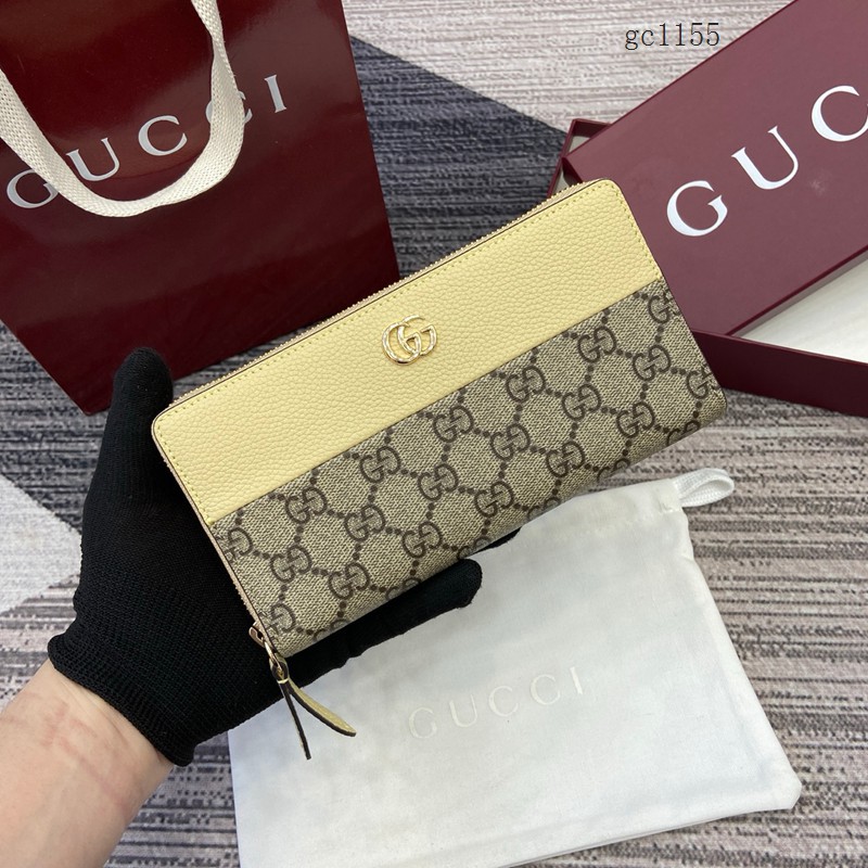 Gucci專櫃拼接全拉鏈錢包零錢包 古馳Marmont系列拼色女士長款錢包 456117 gc1155