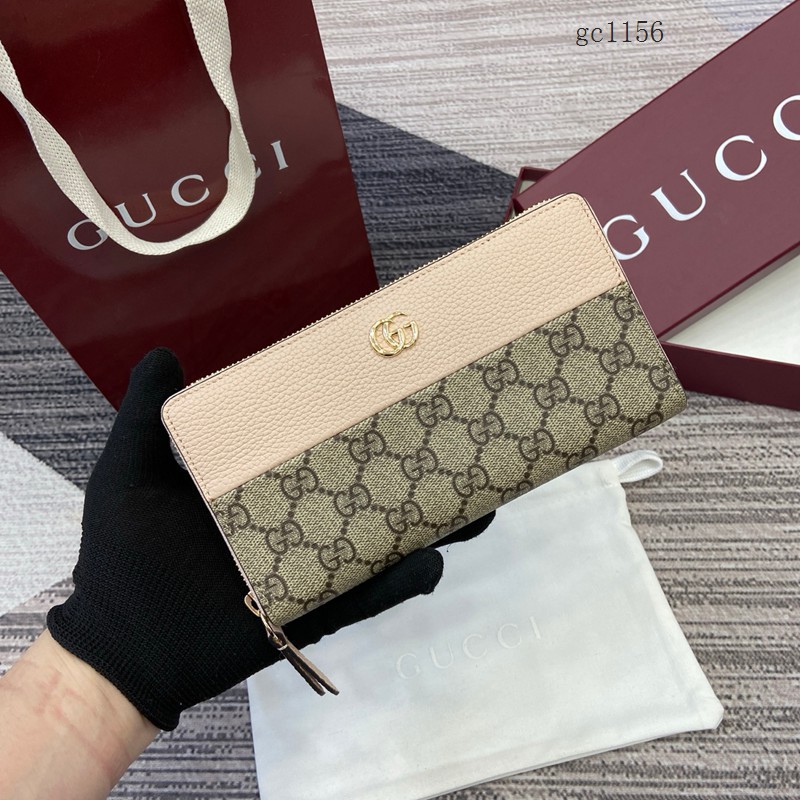 Gucci專櫃拼接全拉鏈錢包零錢包 古馳Marmont系列拼色女士長款錢包 456117 gc1156