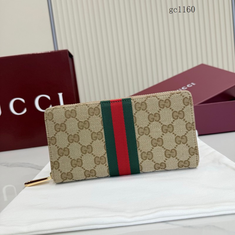 Gucci專櫃2026新款男女織帶全拉鏈零錢包 古馳長款拉鏈錢包 867284 gc1160
