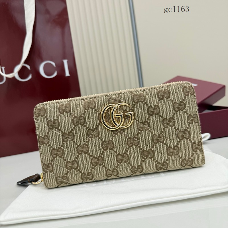 Gucci專櫃雙G印花全拉鏈零錢包 古馳Generation系列帆布長款女士錢包 443123 gc1163