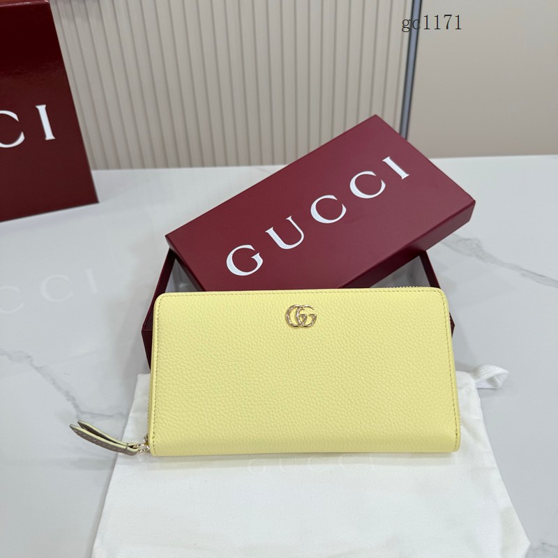 Gucci專櫃拉鏈女士錢夾零錢包 古馳Marmont系列長款全皮錢包 456117 gc1171