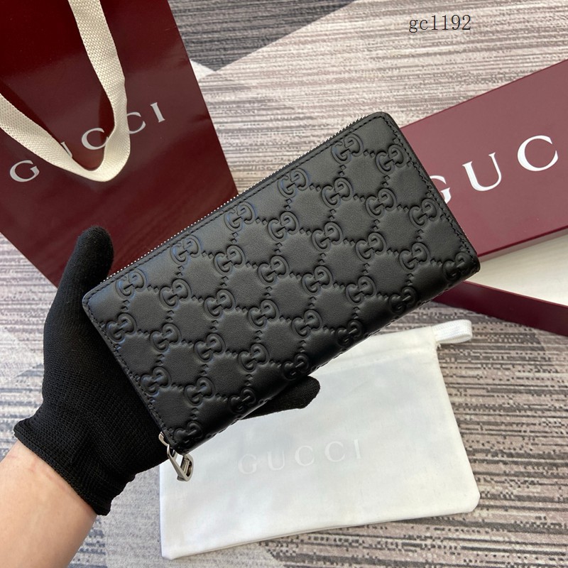 Gucci專櫃雙G印花全皮拉鏈零錢包 古馳Emblem系列女士長款錢包 860868 gc1192