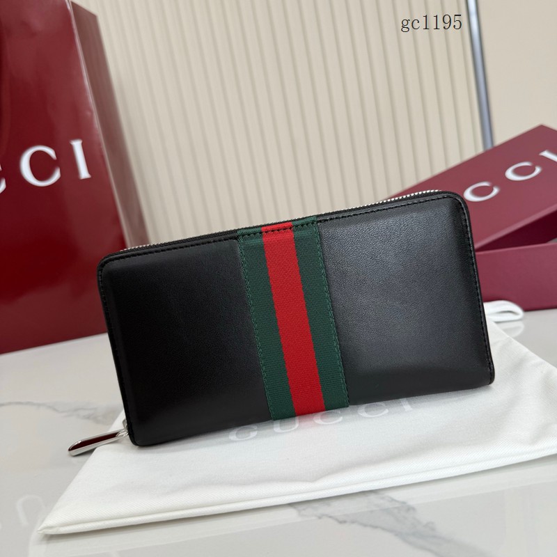 Gucci專櫃2026新款全皮長款拉鏈零錢包 古馳長款經典織帶男士拉鏈錢包 867284  gc1195