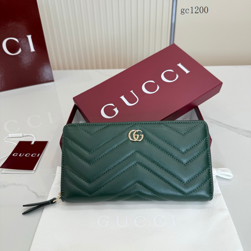Gucci專櫃女士長款全拉鏈零錢包 古馳Marmont系列鏈式錢包 837758 gc1200