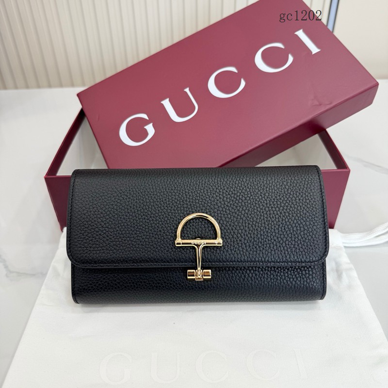 Gucci專櫃半馬銜扣長款錢包 古馳女士全皮翻蓋長款錢夾 848791  gc1202
