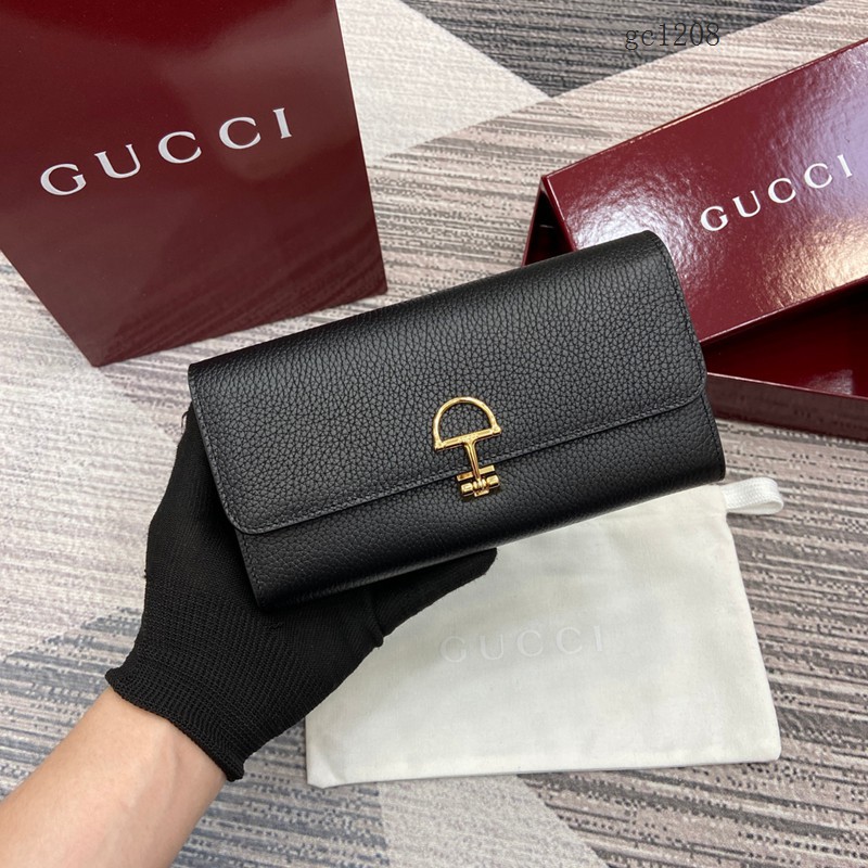 Gucci專櫃大號半馬銜扣長款錢包 古馳Softbit系列女士全皮翻蓋長款錢夾 828147 gc1208