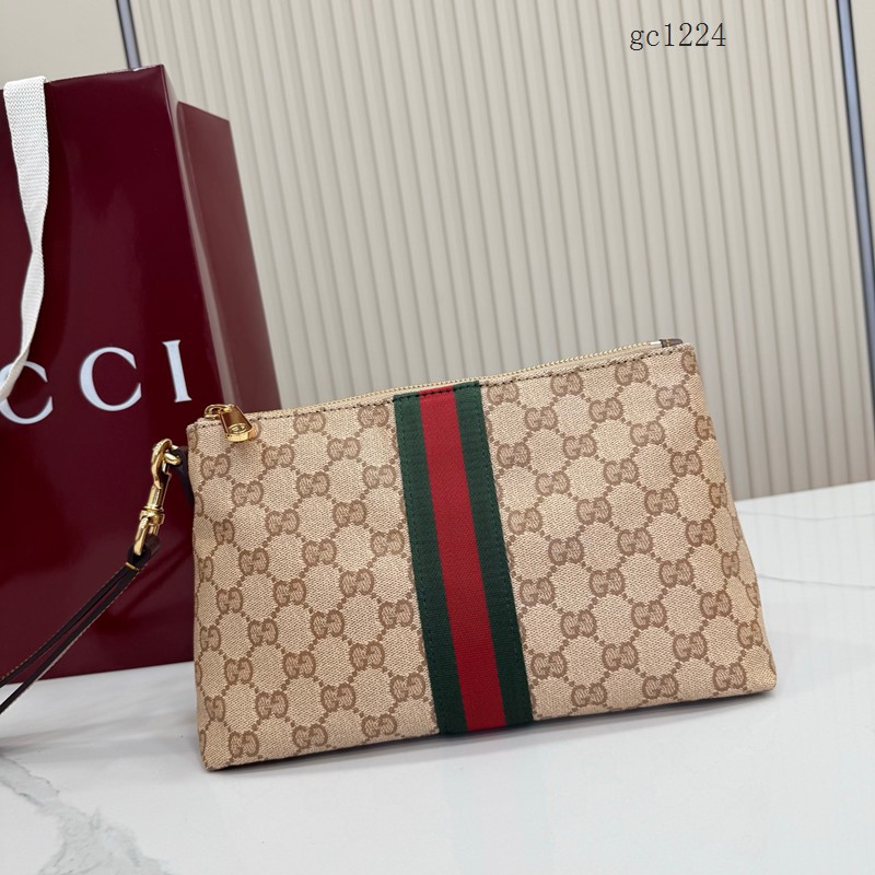 Gucci專櫃雙G印花手腕包手袋 古馳Generation系列經典織帶手拿包零錢包 875821 gc1224
