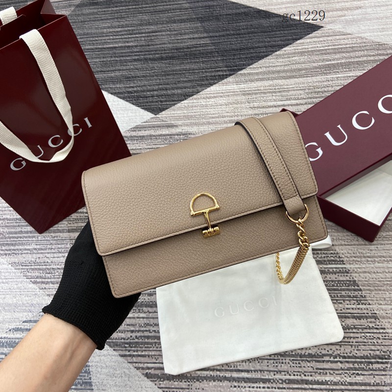 Gucci專櫃大號半馬銜扣翻蓋單肩斜挎包 古馳Softbit系列肩背包鏈條包 837373 gc1229