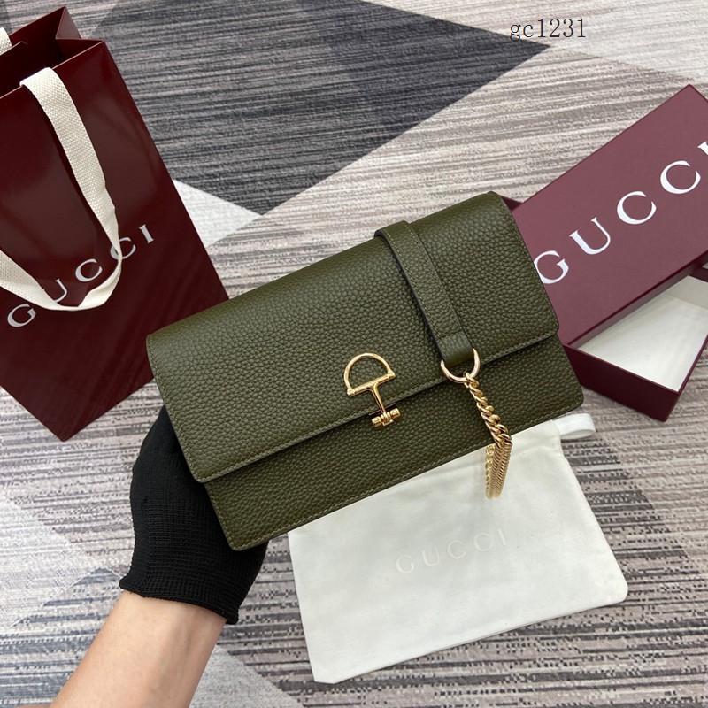 Gucci專櫃大號半馬銜扣翻蓋單肩斜挎包 古馳Softbit系列肩背包鏈條包 837373  gc1231