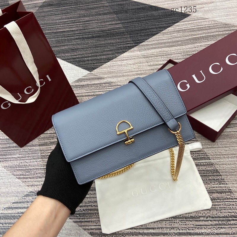 Gucci專櫃大號半馬銜扣翻蓋單肩斜挎包 古馳Softbit系列肩背包鏈條包 837373 gc1235