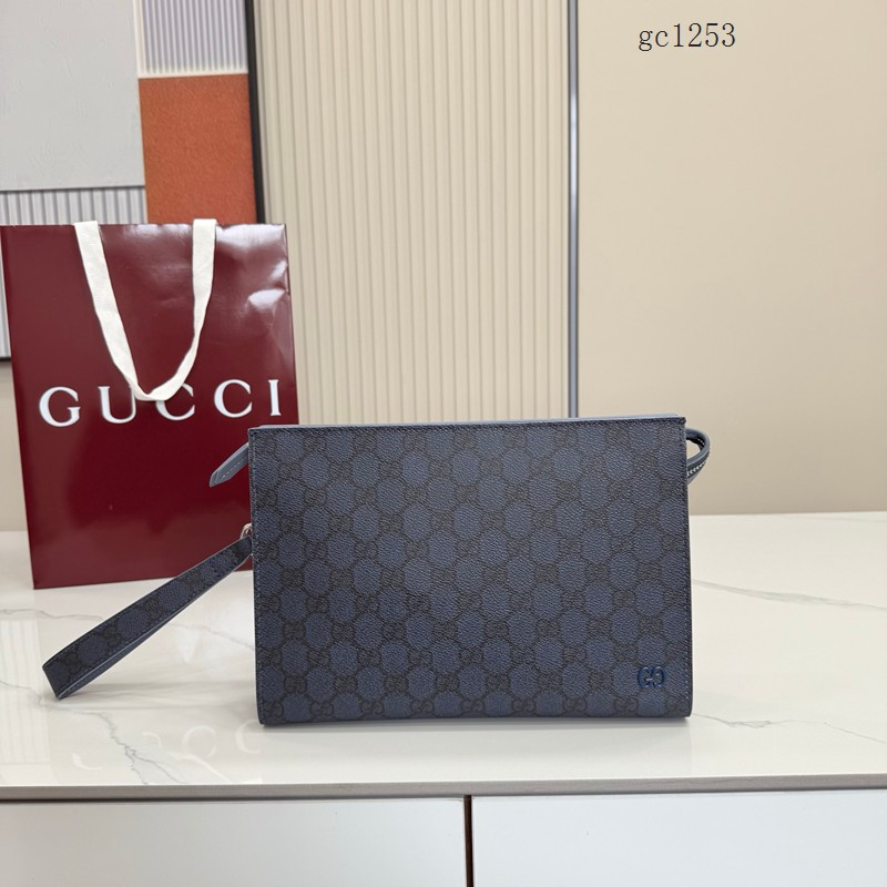 Gucci專櫃全皮男士手腕包手袋 古馳雙G印花小號手拿包零錢包 768255 gc1253