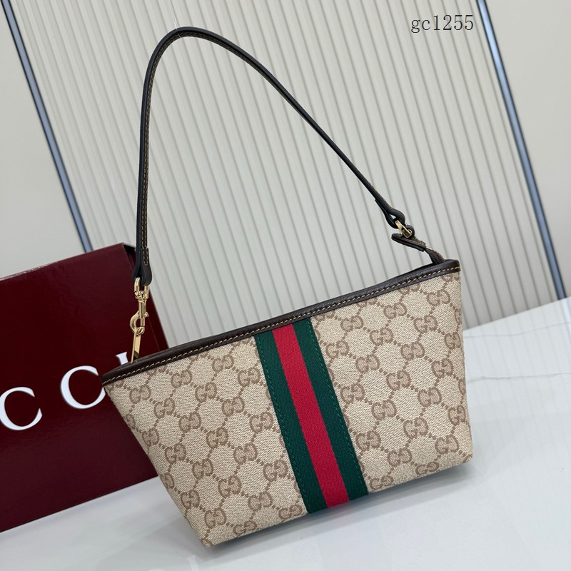 Gucci專櫃雙G印花織帶帆布單肩手拿包 古馳Generation系列女士經典腋下包 876055 gc1255
