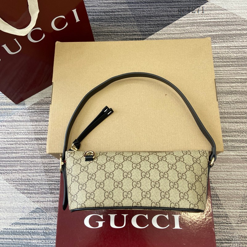 Gucci專櫃2025秋冬系列經典雙G老花腋下包 古馳Emblem系列女士小號肩背斜挎包 847281 gc1271
