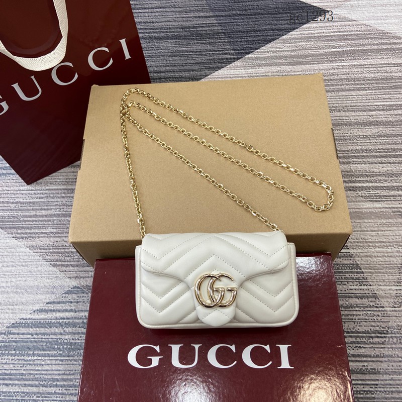 Gucci專櫃菱格絎縫羊皮鏈條包 古馳Marmont系列女士磁吸翻蓋單肩斜挎包 841290 gc1293