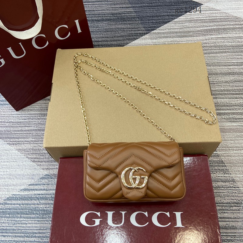 Gucci專櫃菱格絎縫羊皮鏈條包 古馳Marmont系列女士磁吸翻蓋單肩斜挎包 841290 gc1294