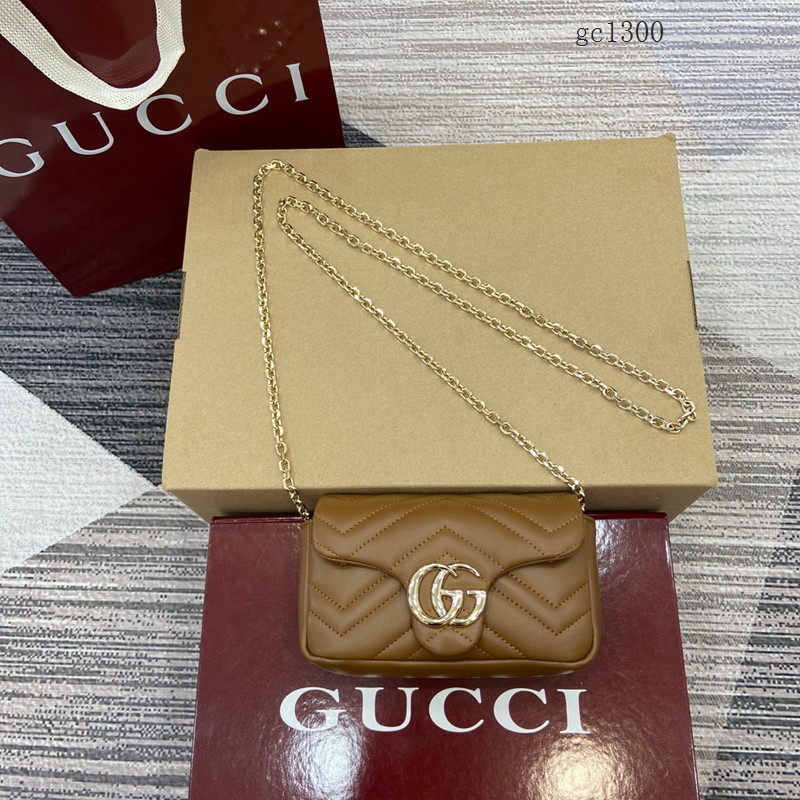 Gucci專櫃菱格絎縫羊皮鏈條包 古馳Marmont系列女士磁吸翻蓋單肩斜挎包 841290 gc1300