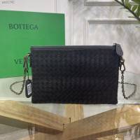Bottega veneta高端女包 98036黑色 寶緹嘉薄款鏈條包 BV經典款胎牛皮手工編織鏈條女包  gxz1342