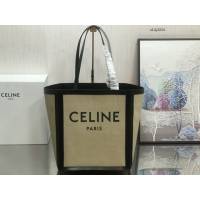 Celine專櫃2023新款手提托特包 賽琳大號印花織物和牛皮革方形手袋 sldj2224