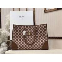 Celine專櫃2023新款手提托特包 賽琳CABAS TRIOMPHE TOTE牛仔刺繡橫款手袋 sldj2237