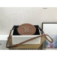 Celine專櫃2023新款經典凱旋門Logo大月餅包斜挎女包 賽琳OVAL CUIR TRIOMPHE大光滑牛皮革橢圓形手袋 sldj2260