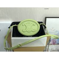 Celine專櫃2023新款經典凱旋門Logo大月餅包斜挎女包 賽琳OVAL CUIR TRIOMPHE大光滑牛皮革橢圓形手袋 sldj2263
