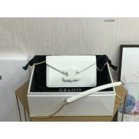 Celine專櫃2023新款CUIR TRIOMPHE斜挎女包 賽琳新品WOC鏈條皮革信封包 10J733 sldj2285
