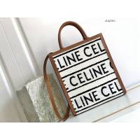 Celine專櫃2023新款通體印花織物牛皮革CABAS小號購物袋 賽琳黑白字母織物托特購物袋 sldj2311