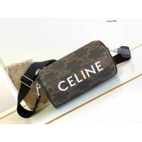 Celine專櫃2023新款經典老花斜挎肩背圓筒包 賽琳標誌印花圓筒包 sldj2351