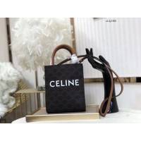 Celine專櫃2023春夏新色MiNi號豎款手袋 賽琳CABAS TRIOMPHE帆布迷你手提托特包 sldj2360