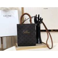 Celine專櫃2023春夏新色MiNi號豎款手袋 賽琳CABAS TRIOMPHE帆布迷你手提托特包 sldj2362