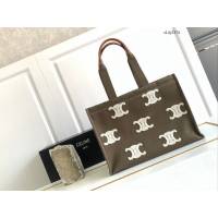 Celine專櫃Tote Cacbs2023秋冬最新系列購物包 196762 賽琳方形深褐色大號徽標logo字母托特手提包 sldj2374