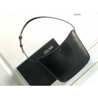 Celine專櫃2023新款女包 賽琳CROQUE中號亮澤牛皮革手袋 sldj2383