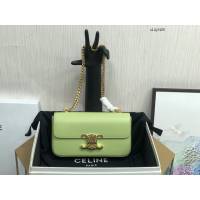 Celine專櫃2023新款小號亮澤牛皮革鏈條包 賽琳凱旋門鎖扣金屬鏈條腋下包 sldj2405