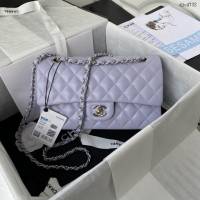 Chanel專櫃新款Classic Flap Bag A01112 香奈兒經典款CF淺紫色小羊皮鏈條單肩斜挎女包 djc4732