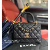 Chanel專櫃cocohandle經典款手提肩背女包 AS2215 香奈兒黑色配黑色球手原單高品質版本口蓋手提包 djc4968