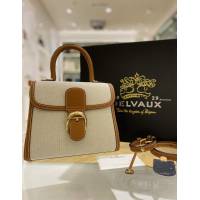 Delvaux全新帆布系列經典款Brillant手提女包 德爾沃專櫃PM焦糖帆布拼皮手袋 bxs1057