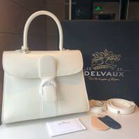 Delvaux頂級原單Brillant box皮雙環象牙白手提女包 德爾沃專櫃經典款Brillant PM包袋 bxs1068