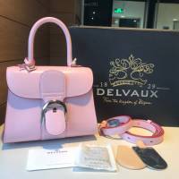 Delvaux全新系列brilliant box皮櫻花粉小牛皮德爾沃專櫃女士手提肩背包 bxs1081