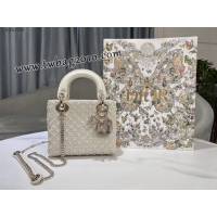 Dior专柜新款Lady女包迪奥高仿原单Lady三格刺绣半颗珍珠手提肩背女包 djfk1263