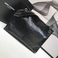 YSL专柜款女包 聖羅蘭經典款爆裂紋羊皮聖羅蘭印花手提包 YSL折疊購物袋手袋  jjh1044