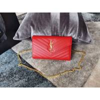 YSL专柜款女包 聖羅蘭經典款MONOGRAM魚子醬原廠皮信封包 YSL肩背斜挎包 377828  jjh1049