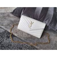 YSL专柜款女包 聖羅蘭經典款MONOGRAM魚子醬原廠皮信封包 YSL肩背斜挎包 377828  jjh1050