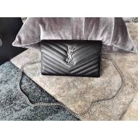 YSL专柜款女包 聖羅蘭經典款MONOGRAM魚子醬原廠皮信封包 YSL肩背斜挎包 377828  jjh1051