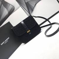 YSL专柜款女包 聖羅蘭經典款麂皮小牛皮壓花包包 YSL肩背斜挎包 568604  jjh1058
