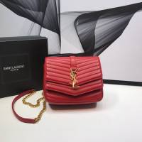 YSL专柜款女包 聖羅蘭經典款Saint Laurent雙蓋頭小牛皮包包 YSL肩背斜挎包 632662  jjh1064