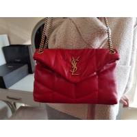 YSL专柜款女包 聖羅蘭經典款LOULOU PUFFER絎縫漆皮小號郵差包 YSL肩背斜挎包 577476  jjh1139