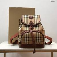 Burberry專門店新款女士後背包書包 巴寶莉中古格紋面雙肩包 yxb1007