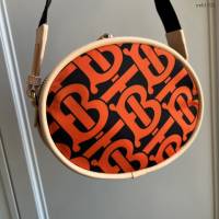 Burberry專門店新款圓餅小格紋橢圓形小包 巴寶莉雙面可用不同圖案女士小斜挎包 yxb1024